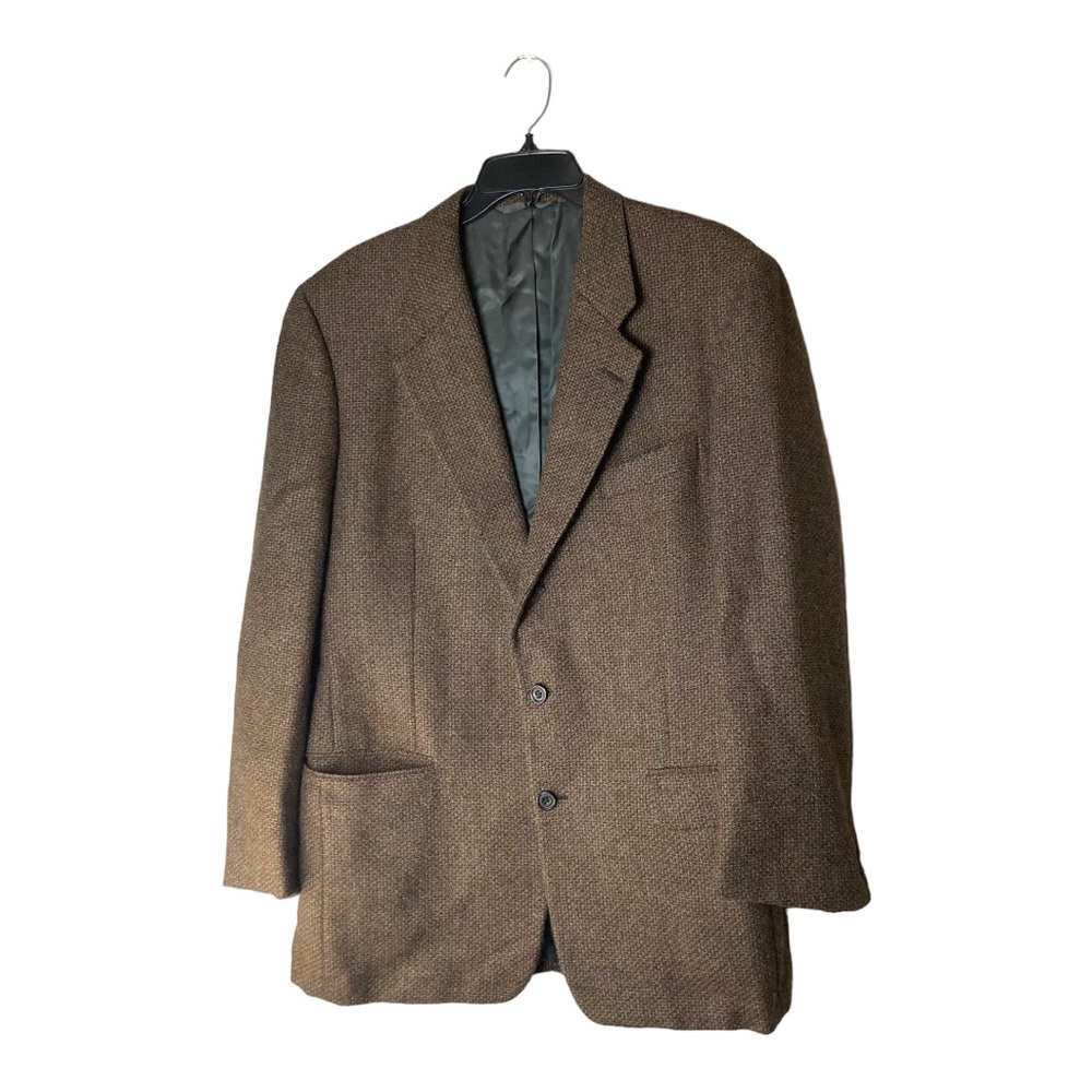 Hickey Freeman Brown Tweed Blazer 3 Button Up Front Size 42